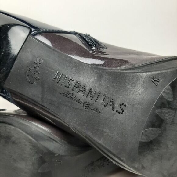 HISPANITAS Booties Lace-up Stiletto Heels Oxford Patent Leather Sz 6.5 | Eur 37 - Picture 13 of 14